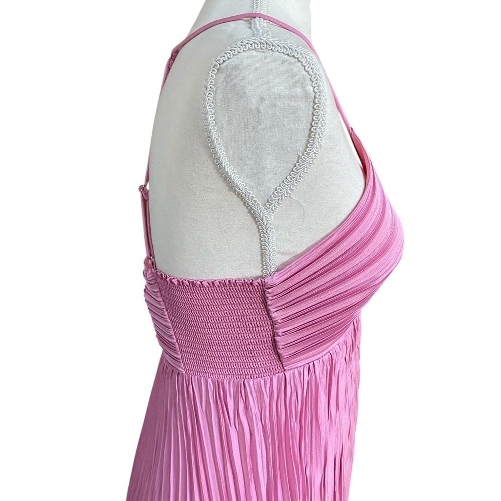 A.L.C. Angelina NWT Pleated Satin Halter Midi Dress Chateau Rose Size 4 - Picture 10 of 16